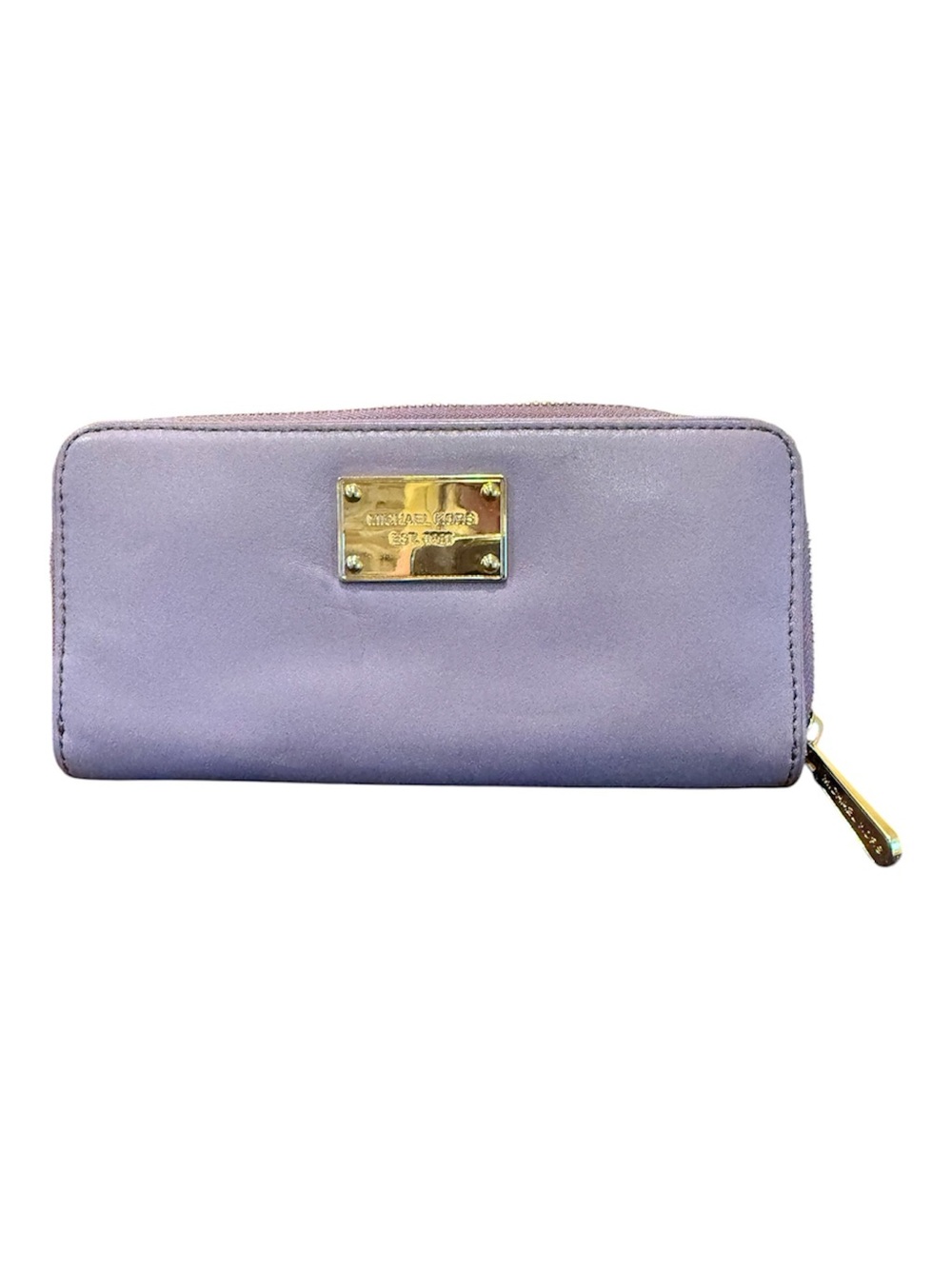 Michael Kors Lavender Zip-Around Wallet with Gold Plate